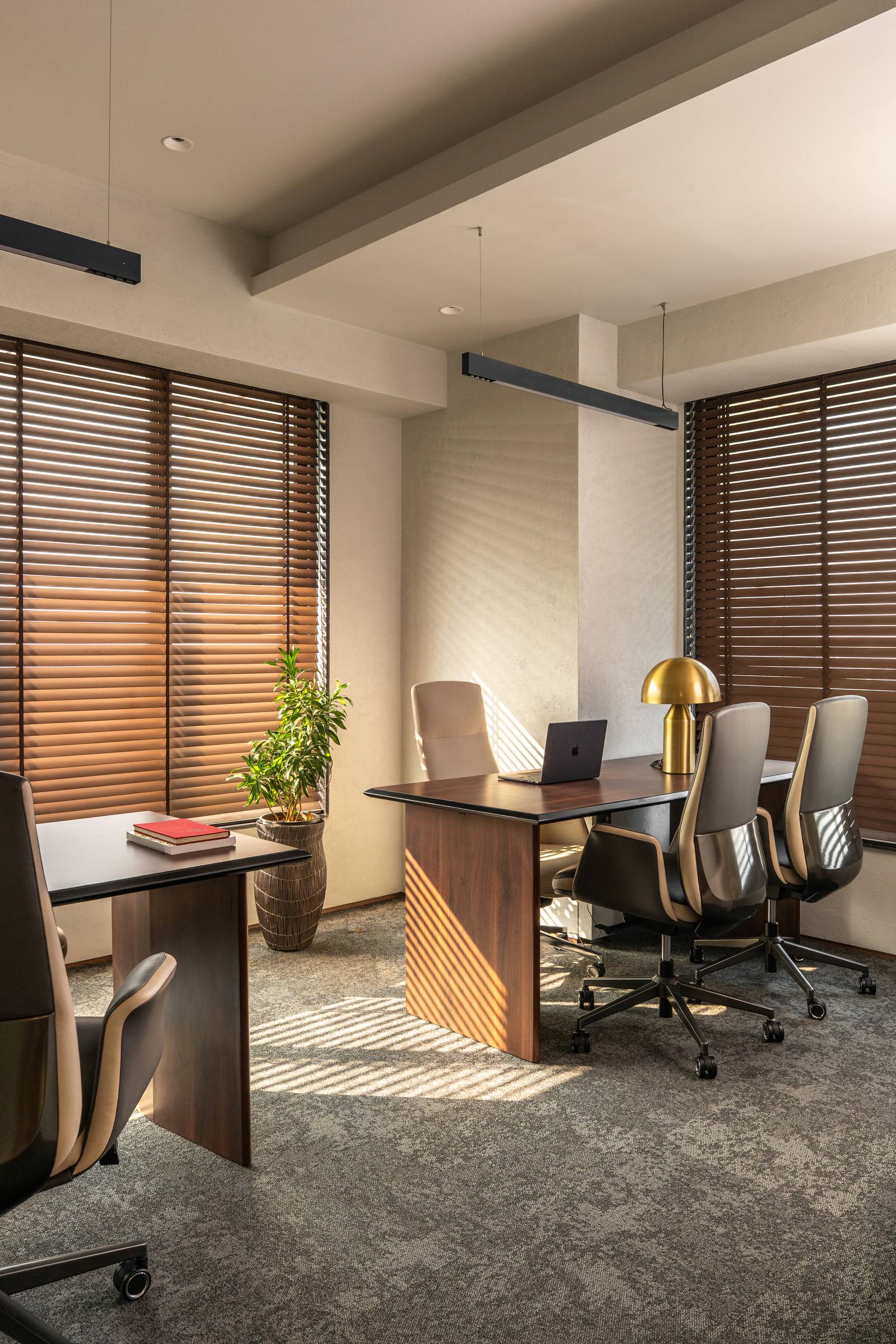 Executive home office cabin with wood paneling by Beyond Briks Executive home office cabin with wood paneling by Beyond Briks