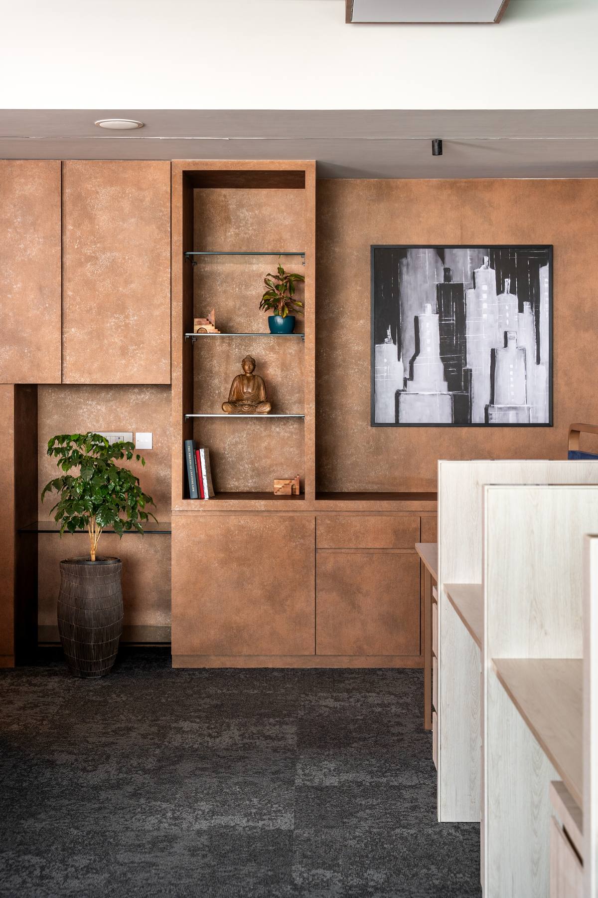 Premium commercial cabin with bespoke joinery and curated d&eacute;cor designed by Beyond Briks